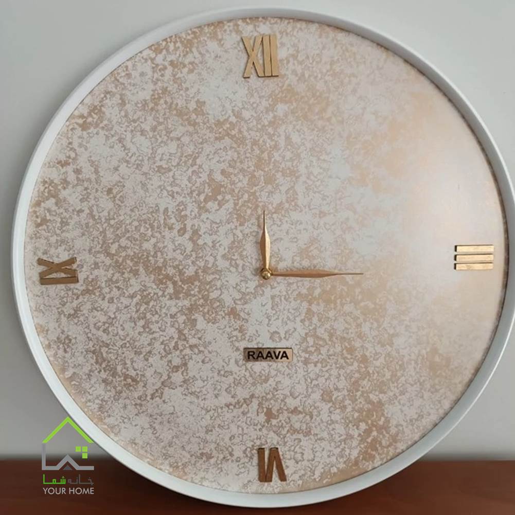 ساعت دکوراتیو ماربل رنگ سفید کرم